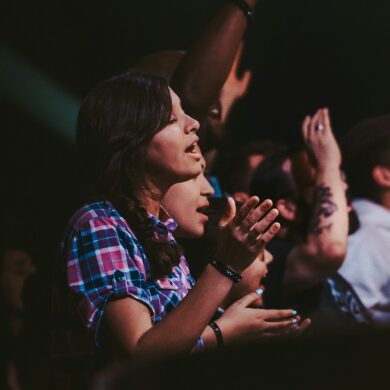 Young people in church